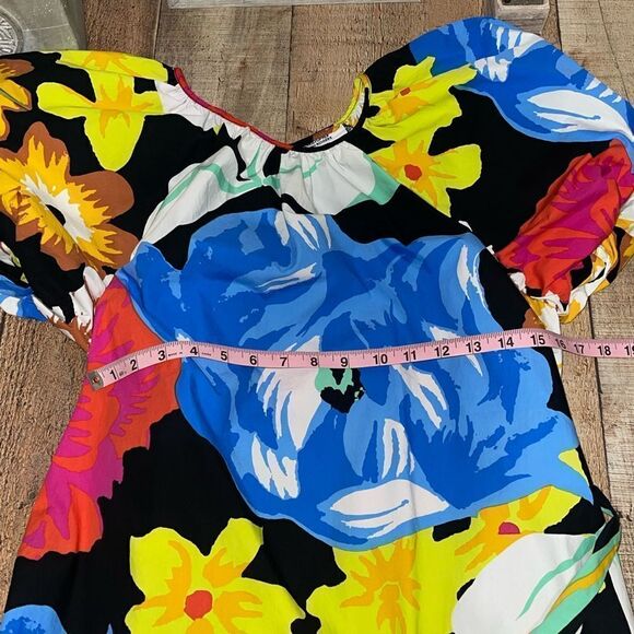 Christopher John Rogers Dress Womens small Black Blue Puff Sleeve Floral Target - Picture 8 of 14